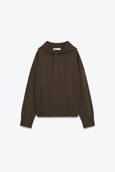 KNIT HOODIE - Brown by Zara - Image 0
