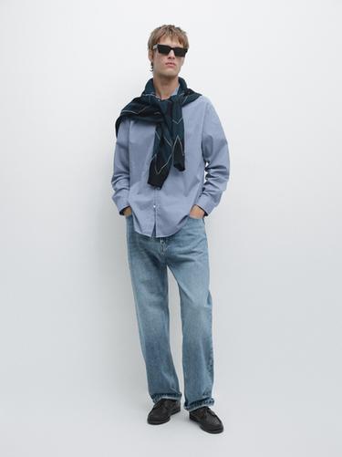 Zara Regular fit check 100% cotton shirt - Bluish - Image 0