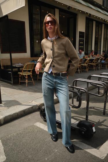 XHAKETË IMITIM KAMOSHI ME FINITURA TË GËRSHEMUARA - Ngjyrë toke nga Zara