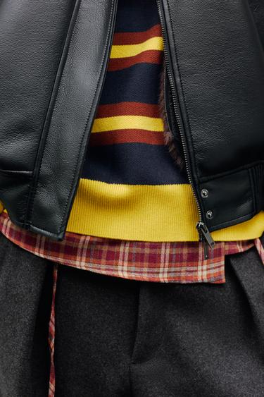 ストライプ柄ニットポロシャツマルチカラ―Zaraのストライプ柄ニットポロシャツ - マルチカラ―