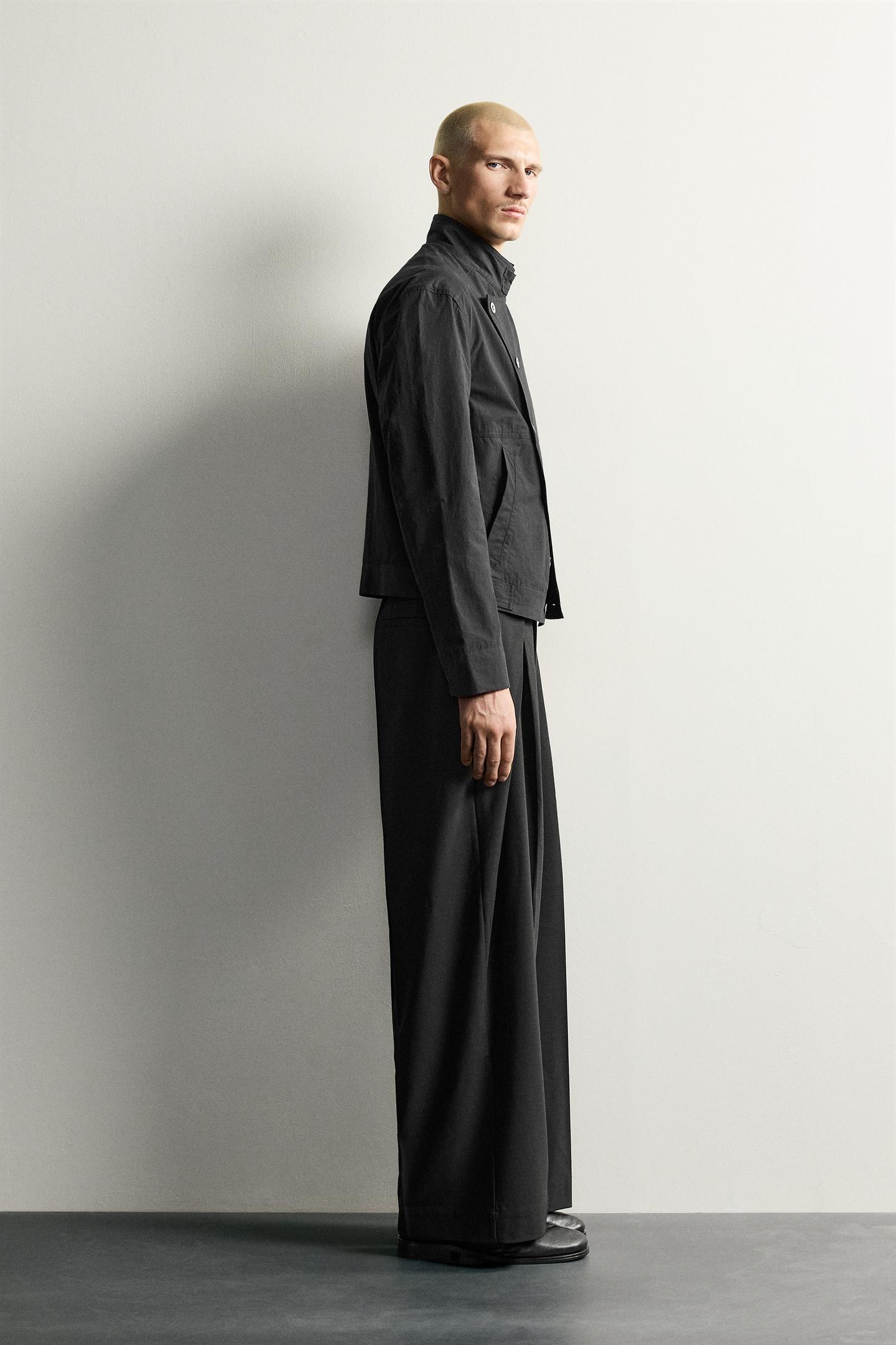 Мужские брюки Zara Relaxed-Fit Pleated, цвет: Чёрный — фото 4