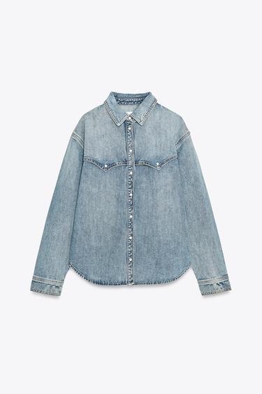 Zara Z1975 DENIM SHIRT - Mid-blue
