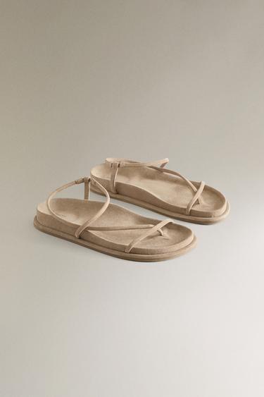SANDALES CUIR BRIDES - Marron sable de Zara - Image 2
