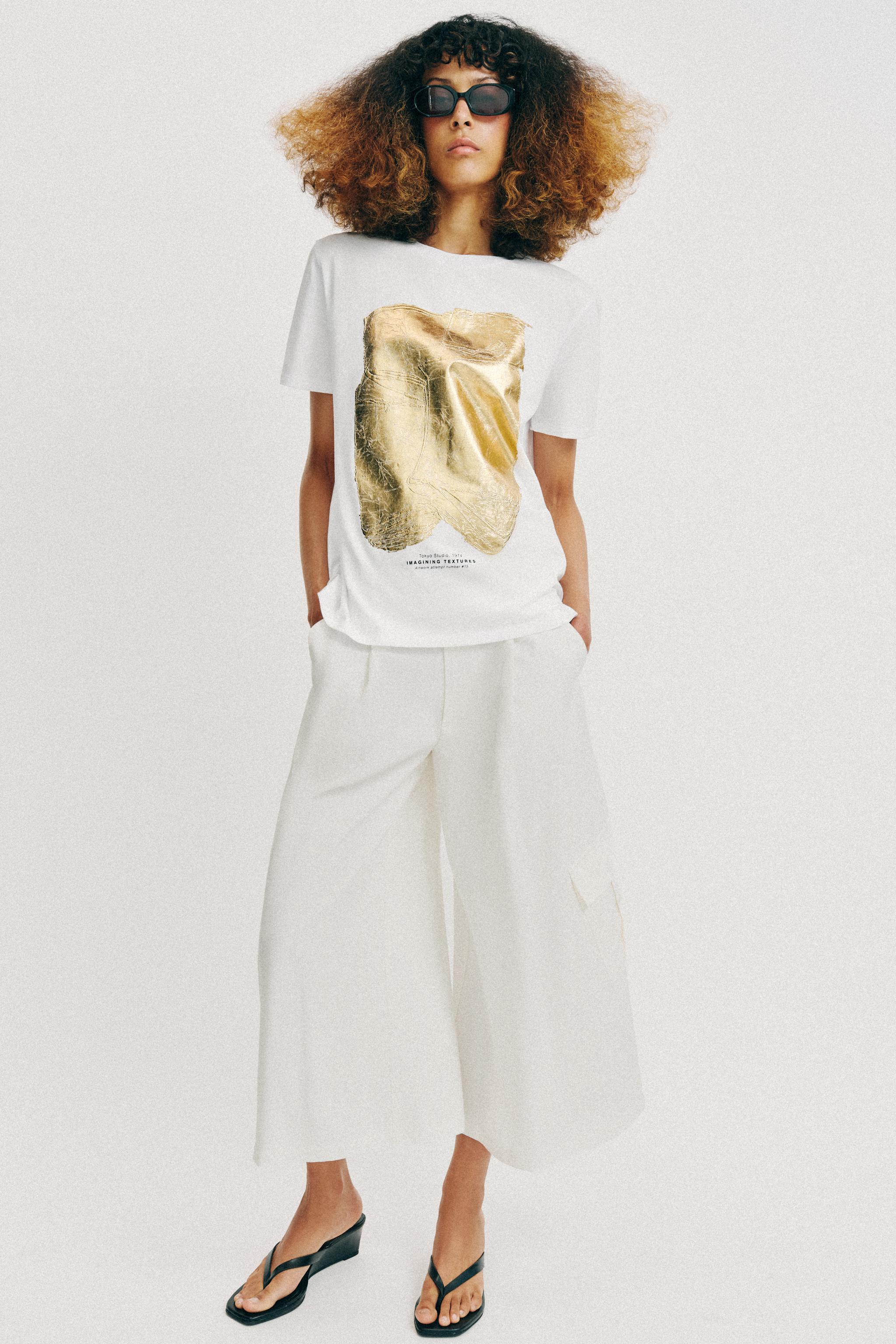 METALİK KISA KOLLU T-SHIRT