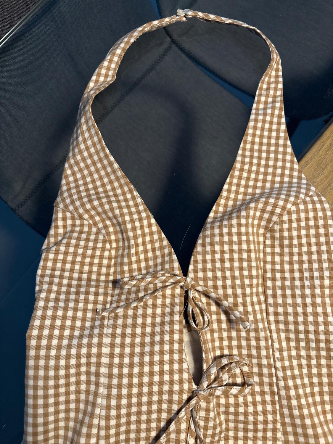 GINGHAM HALTER DRESS - Image 3