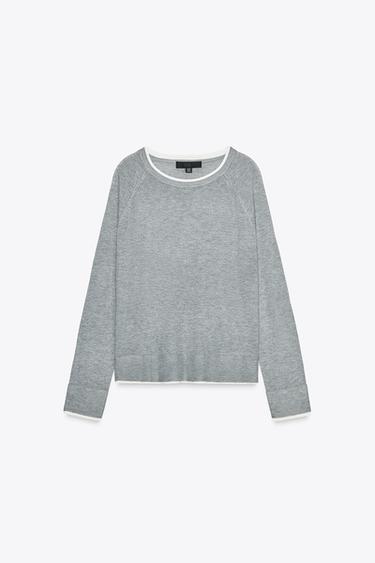 DOUBLE KNIT SWEATER - Grey marl by Zara - Image 0