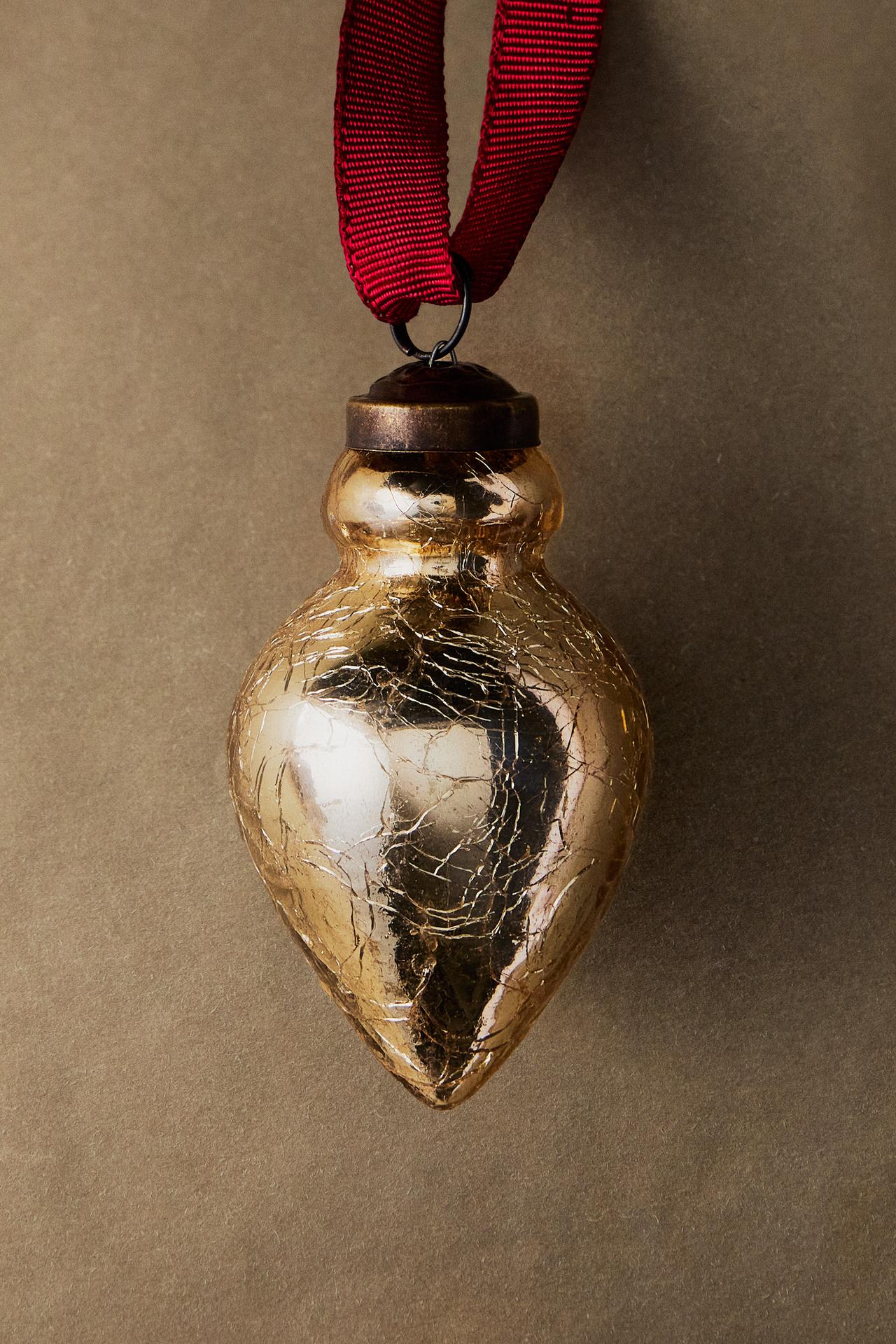 GLASS DROP CHRISTMAS TREE ORNAMENT — Golden