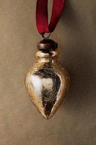 GLASS DROP CHRISTMAS TREE ORNAMENT — Golden 1