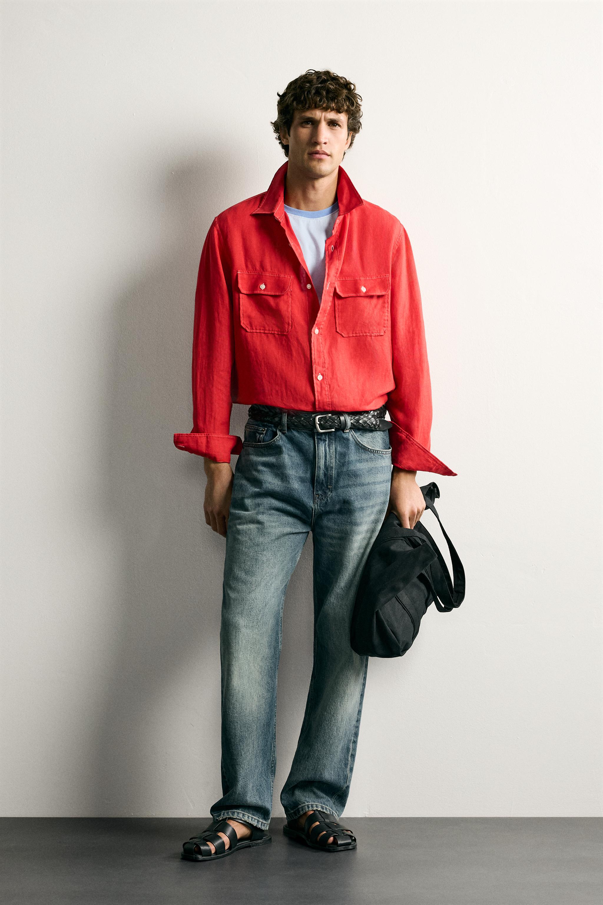 100% LINEN REGULAR FIT OVERSHIRT
