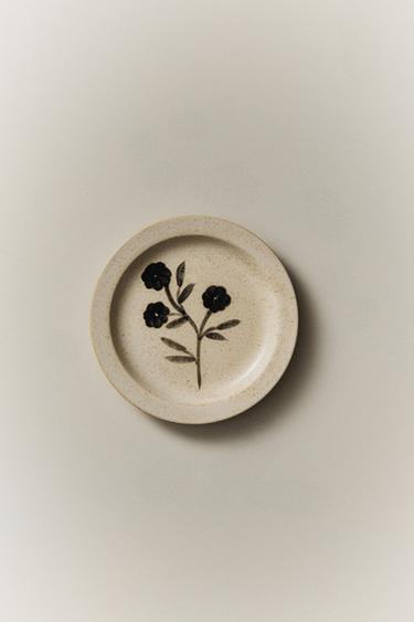 MINI ASSIETTE GRÈS FLEUR - Blanc / Noir de Zara - Image 4