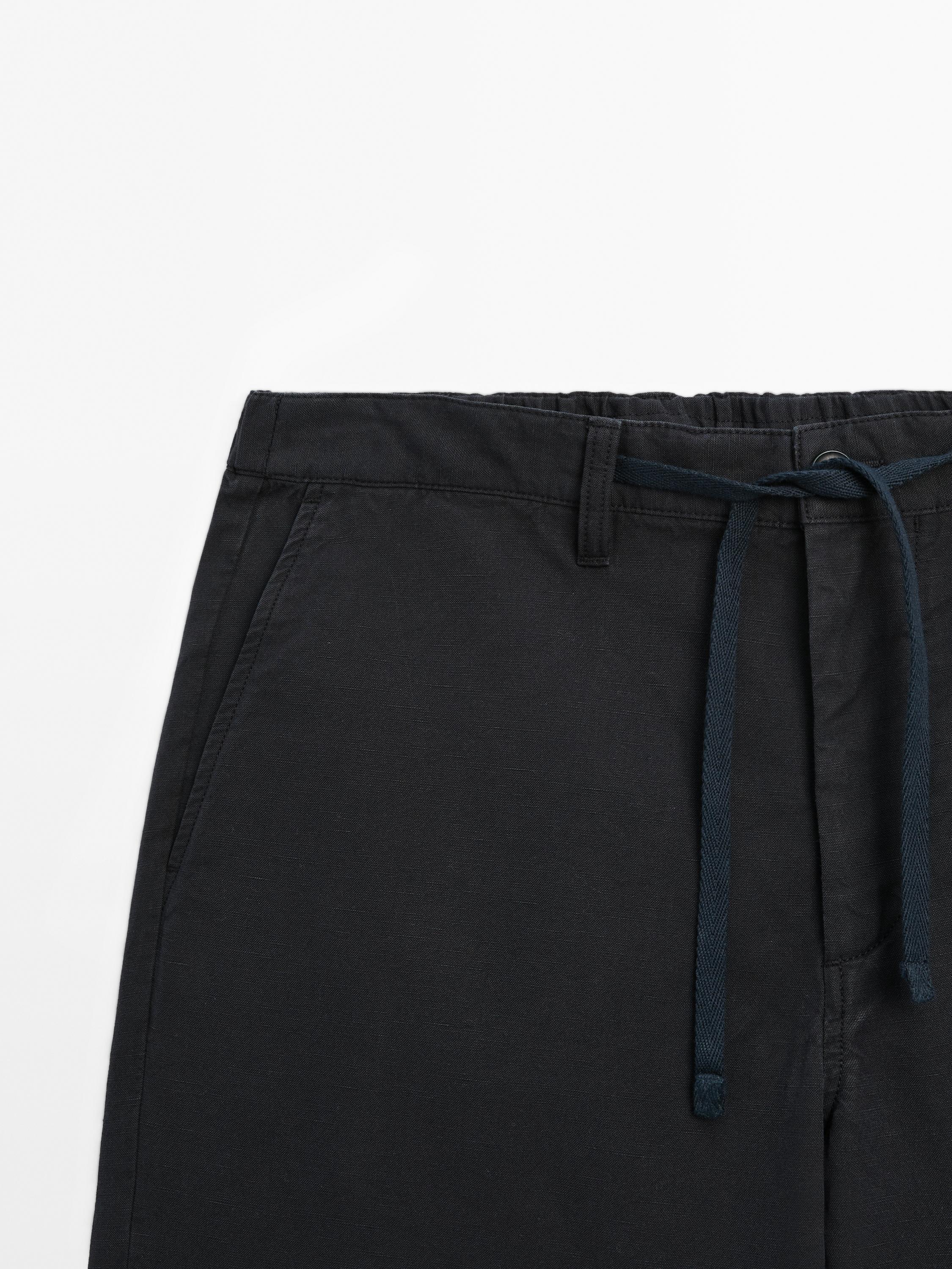 Cotton blend semi-jogger Bermuda shorts