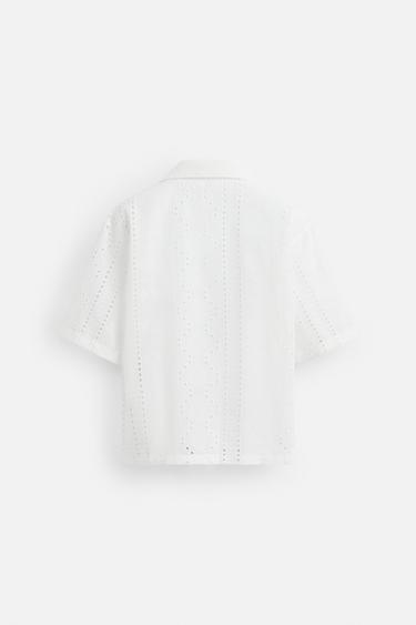 EMBROIDERED CUTWORK SHIRT - White by Zara - Image 6