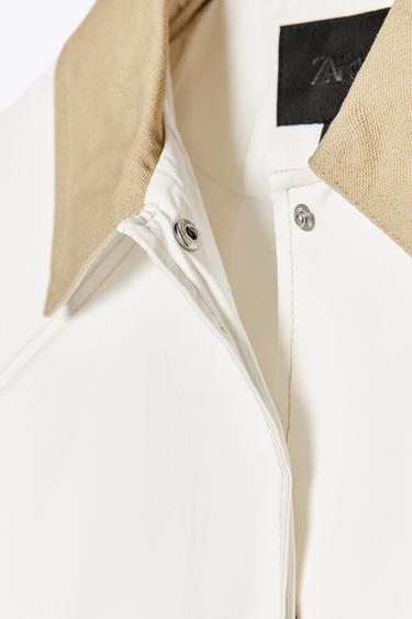 VESTE CIRÉE AVEC COL EN CONTRASTE - Blanc cassé de Zara - Image 9