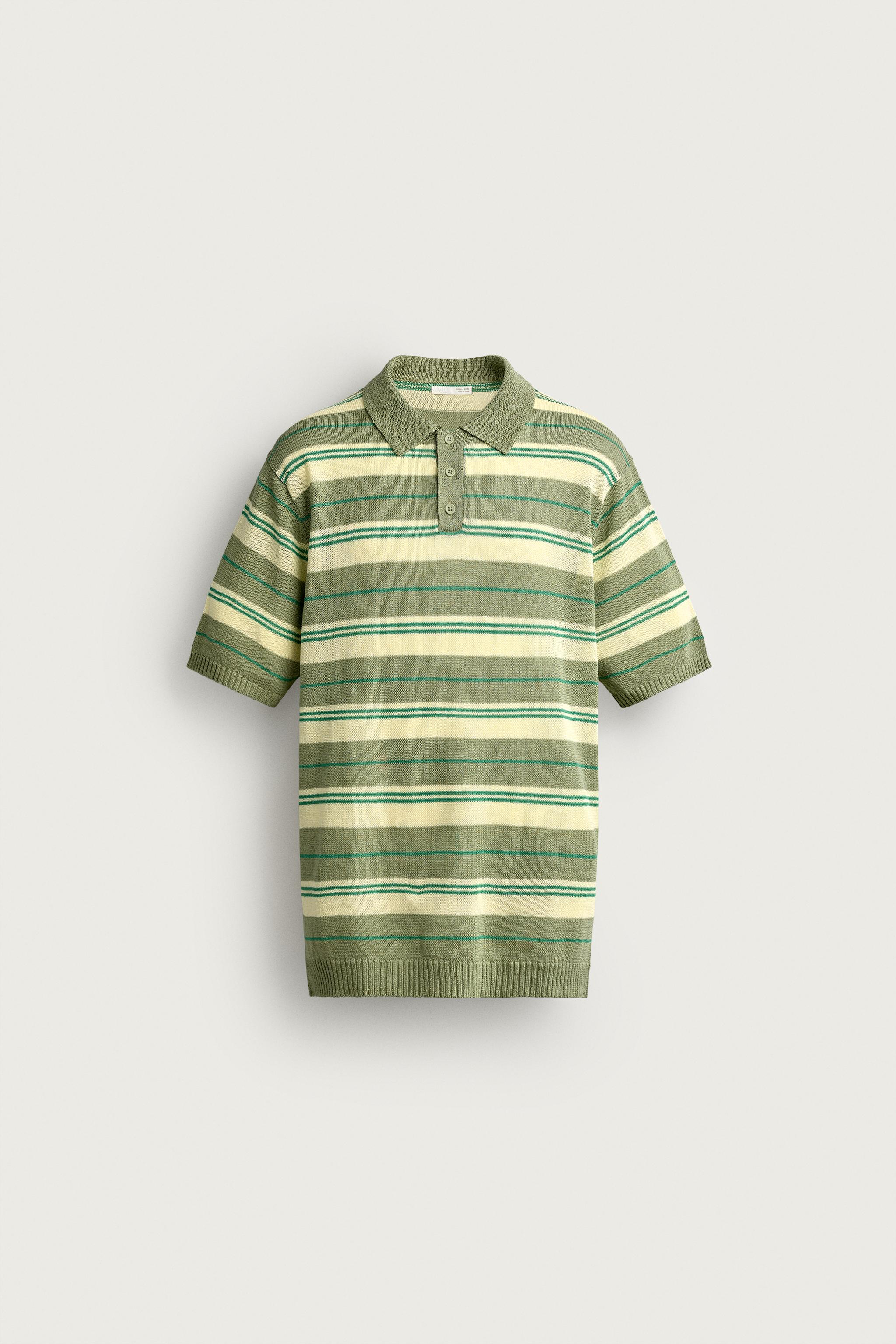 STRIPED JACQUARD KNIT POLO SHIRT — striped
