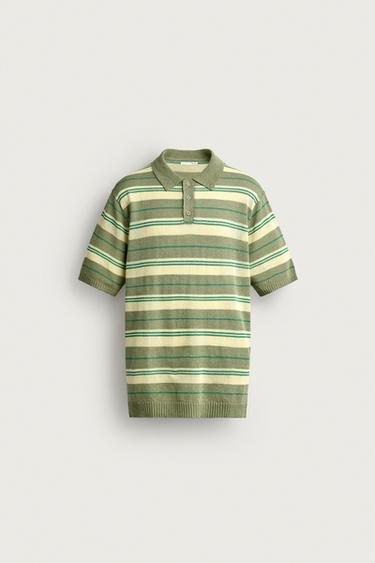 STRIPED JACQUARD KNIT POLO SHIRT - striped by Zara