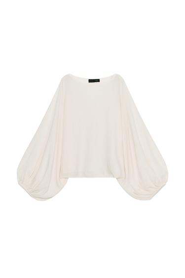 KNIT VOLUME SLEEVE TOP - Mid-ecru by Zara