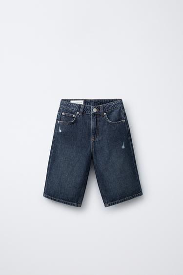 WIDE FIT DENIM BERMUDA SHORTS - Blue by Zara