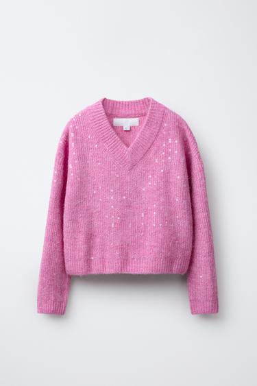 СВИТЕР С ПАЙЕТКАМИ — ЦВЕТ ФУКСИИ от Zara