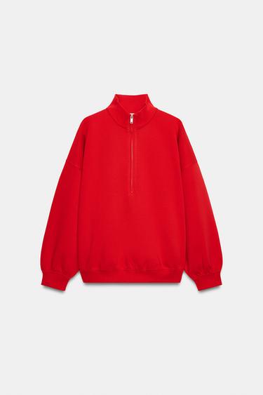 SUDADERA OVERSIZE CREMALLERA - Rojo de Zara