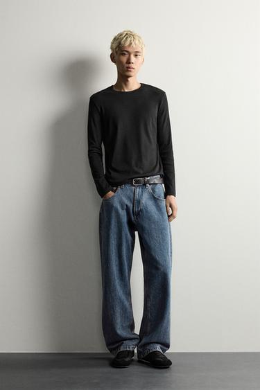 CAMISETA RELAXED FIT ESTRUCTURA CANALÉ - Negro de Zara - Imagen 0