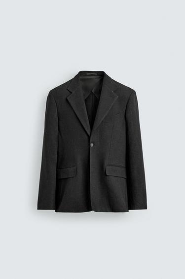 VISCOSE - HEMP SUIT BLAZER - Black by Zara - Image 6