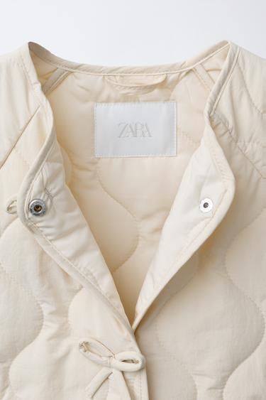 BLOUSON MATELASSÉ À LACETS - Écru de Zara - Image 7