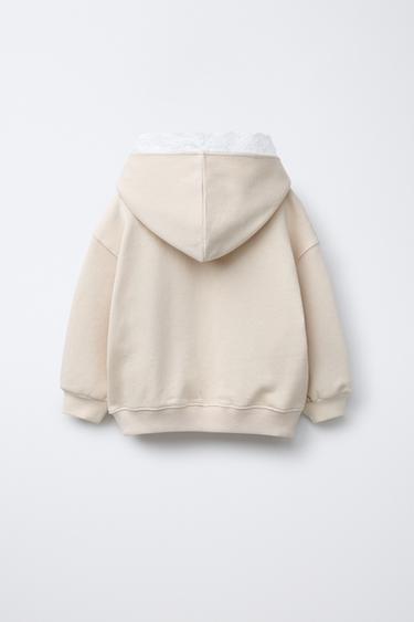 LACE BOW HOODIE - Ecru by Zara - Image 1