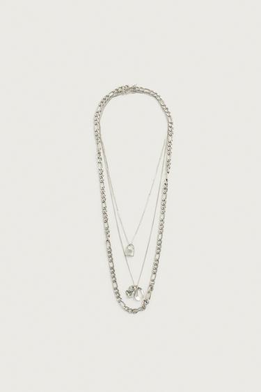 PACK OF 3 COORDINATING METAL NECKLACES - Silver by Zara