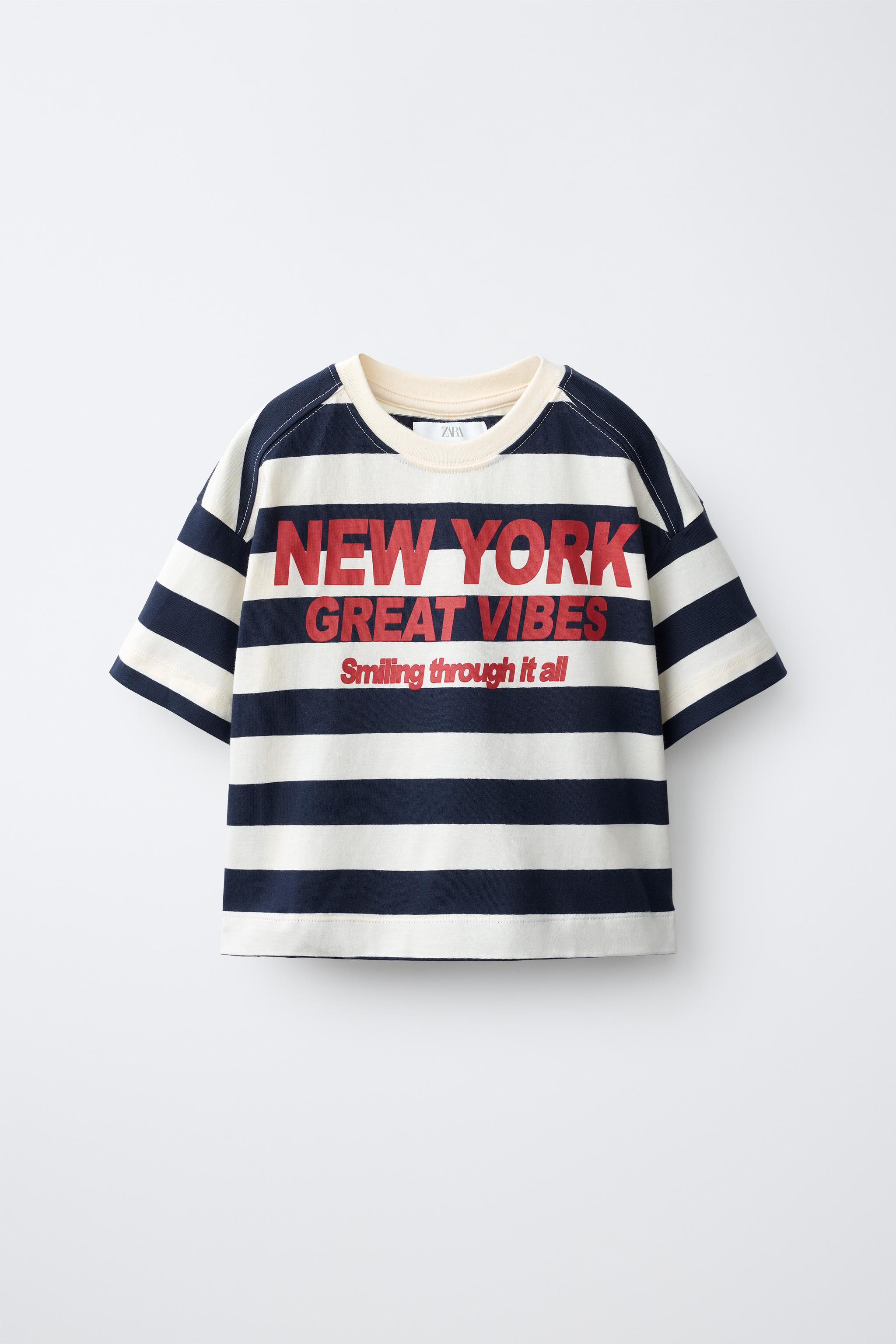 T-SHIRT RAYÉ IMPRIMÉ NY