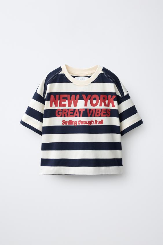 NY PRINT STRIPED T-SHIRT - Stripes by Zara - Image 0