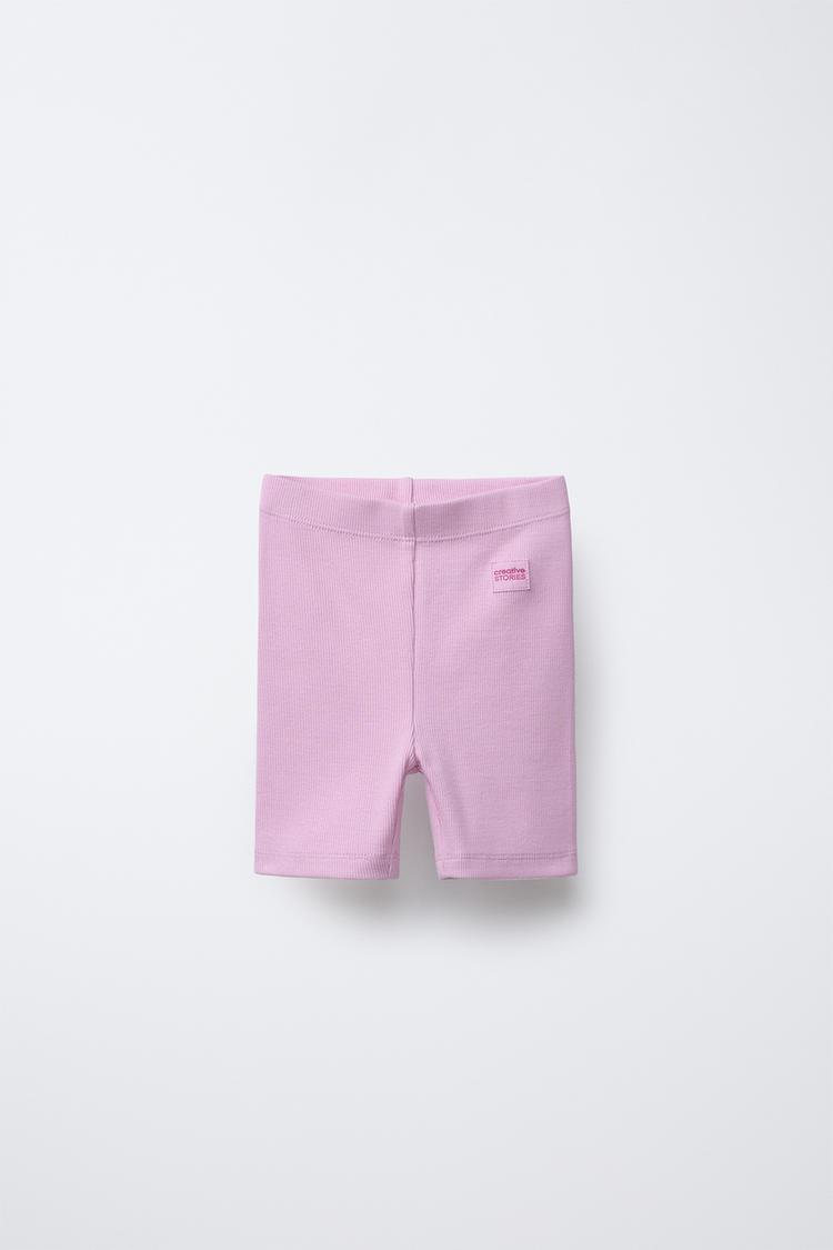 LIGHT PINK RIBBED KNIT BIKER SHORT, BABY