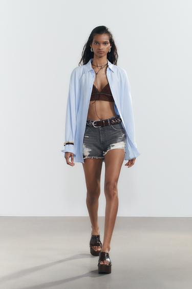 CHEMISE OVERSIZE AVEC LIN - Bleu clair de Zara - Image 0