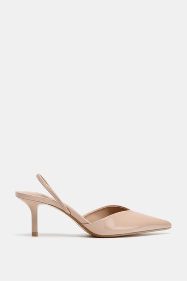 FAUX PATENT SLINGBACK SHOES - Beige by Zara