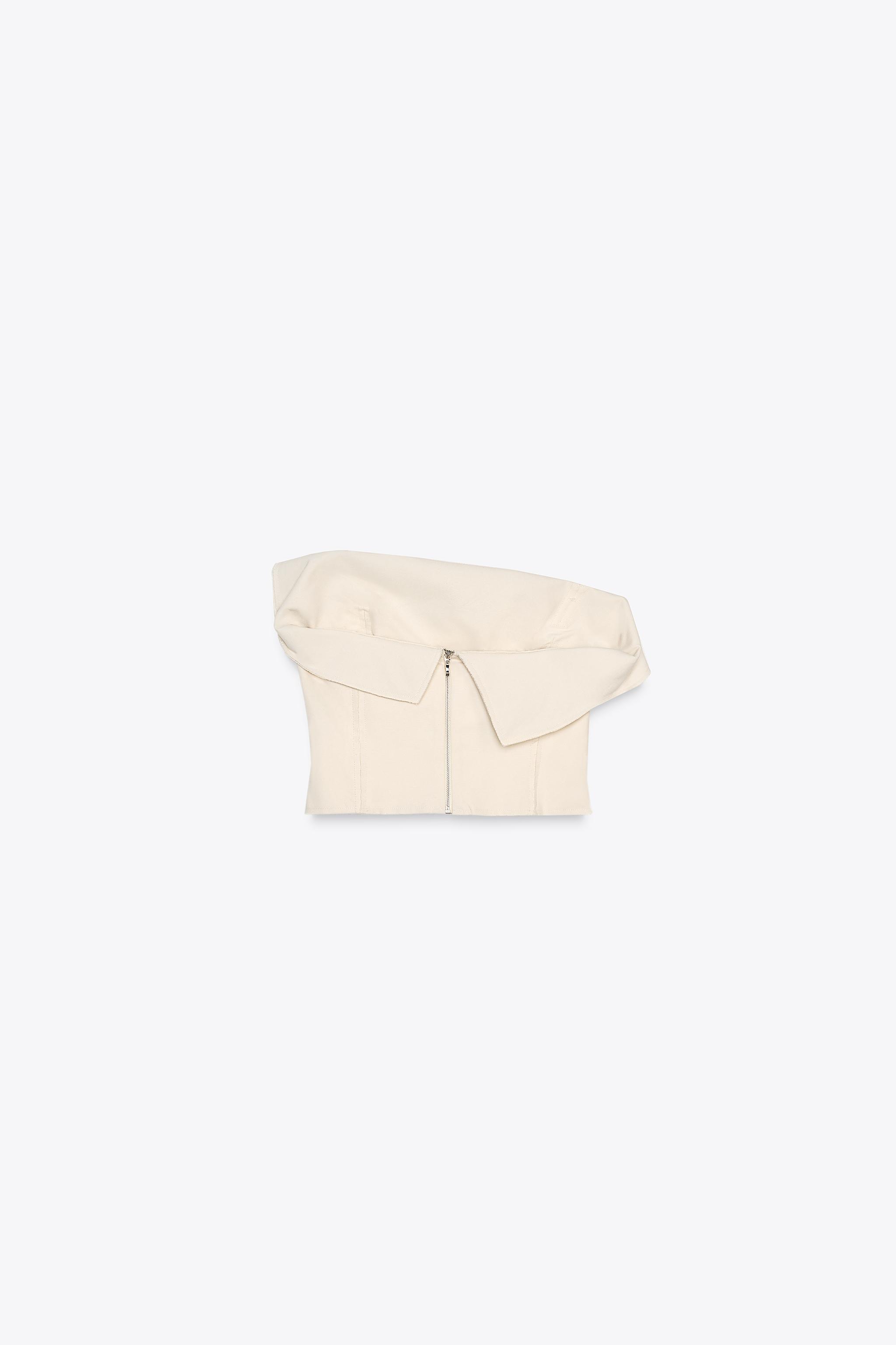 ZW COLLECTION STRAPLESS RUFFLED TOP - Ecru | ZARA United States