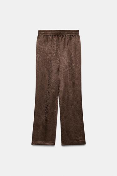 PANTALON FLUIDE EFFET FROISSÉ ENSEMBLE - Marron de Zara - Image 5