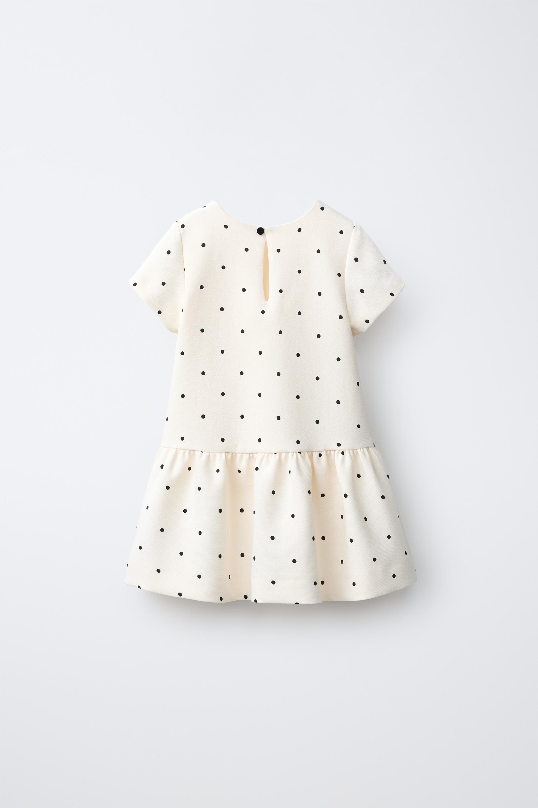POLKA DOT BOW PRINT DRESS — Oyster-white (alternate view)