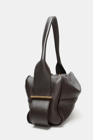 LEATHER SHOULDER BAG - Brown by Zara - Image 6