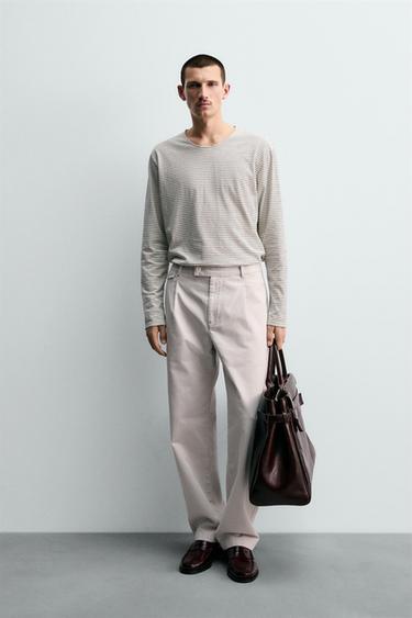 STRIPED JACQUARD T-SHIRT - Ecru / Black by Zara - Image 0