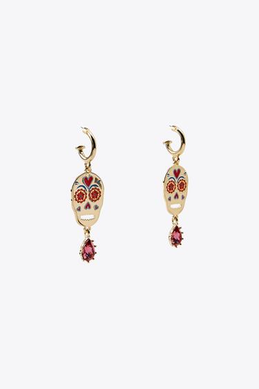 BOUCLES D'OREILLES CRÂNE ÉMAILLÉ BIJOU - Doré de Zara - Image 2