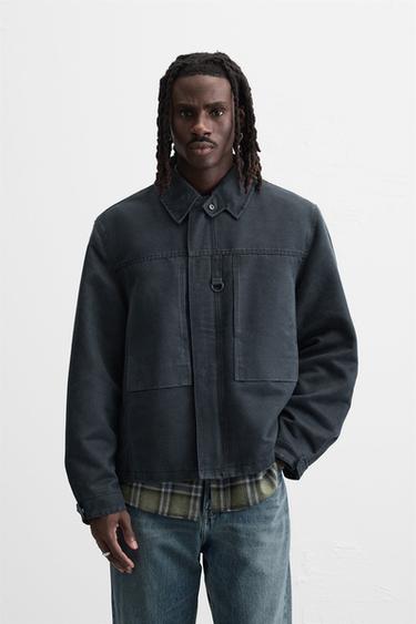 WAXED-EFFECT JACKET - Blue by Zara