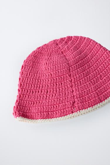 CROCHET FLOWER HAT - Fuchsia by Zara - Image 2