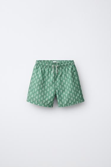 6-14 YEARS / PRINTED SWIM SHORTS - Green by Zara