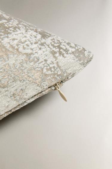 FLORAL JACQUARD CUSHION COVER - Silver by Zara - Image 3
