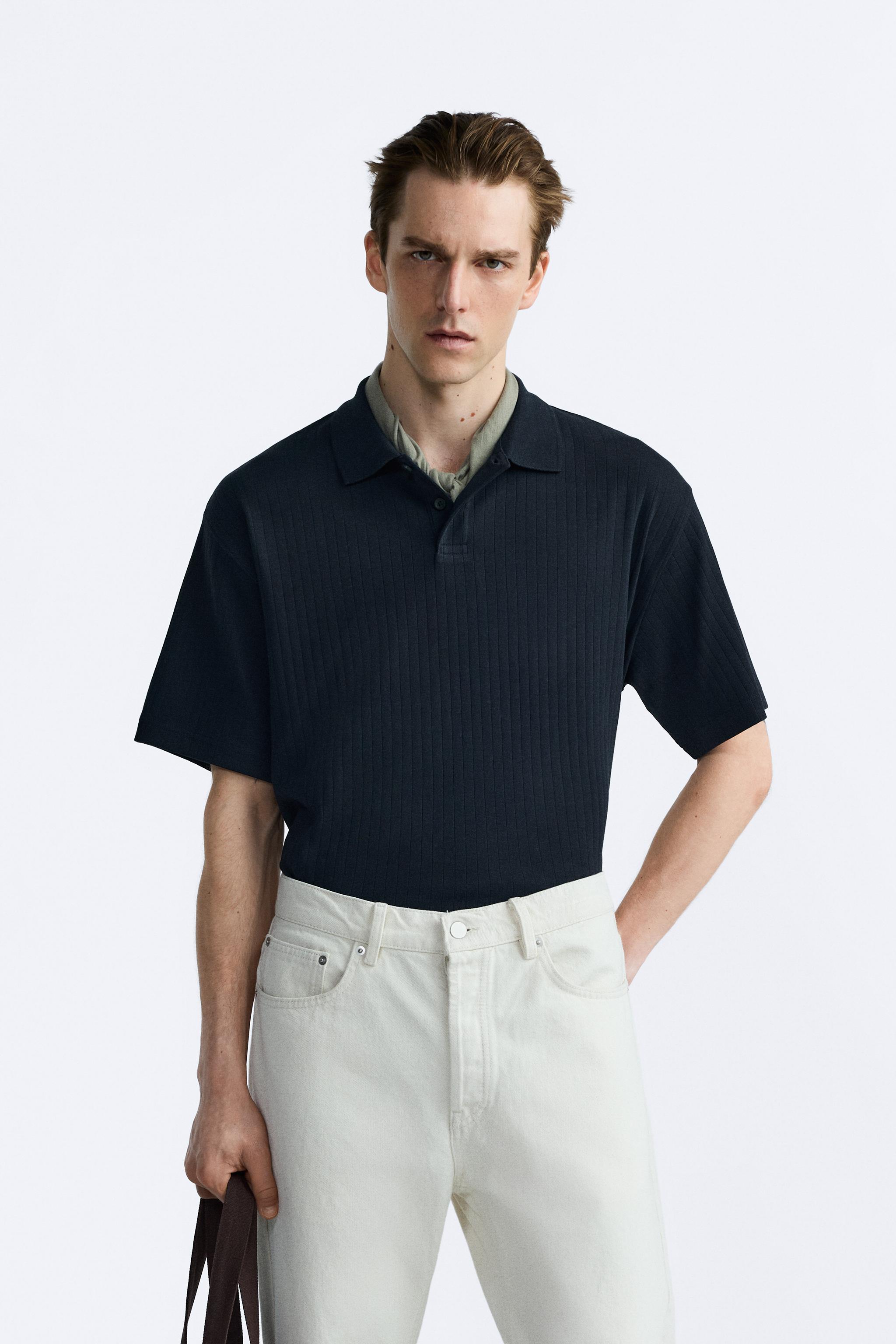 TEXTURED RIBBED POLO SHIRT