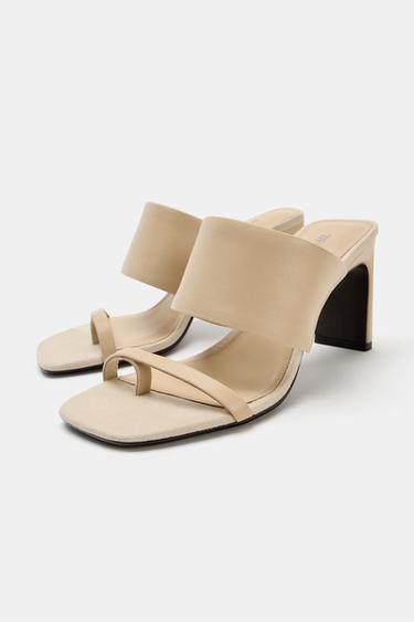LEATHER HIGH-HEEL MULES - Ecru White by Zara - Image 3