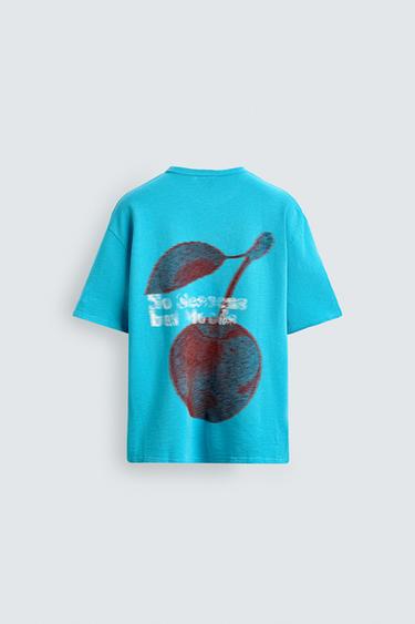FADED PRINT KNIT T-SHIRT - Aquamarine by Zara - Image 7
