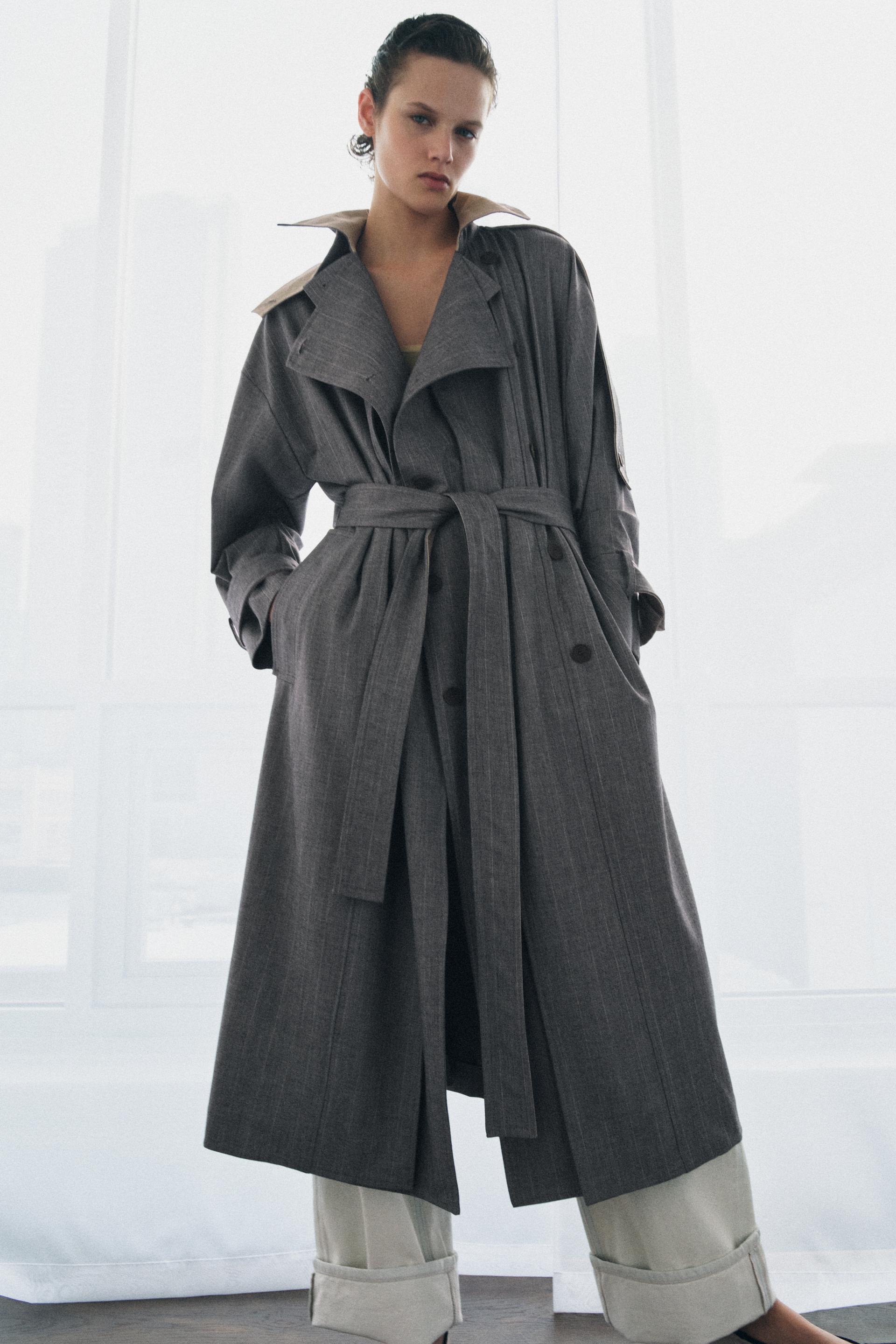 Zara COMBINED PLAID TRENCH COAT ZW COLLECTION LIMITED EDITION