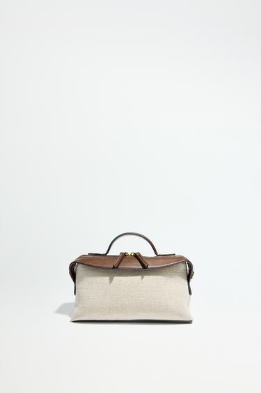 CANVAS OBLONG CITY BAG - Ecru by Zara