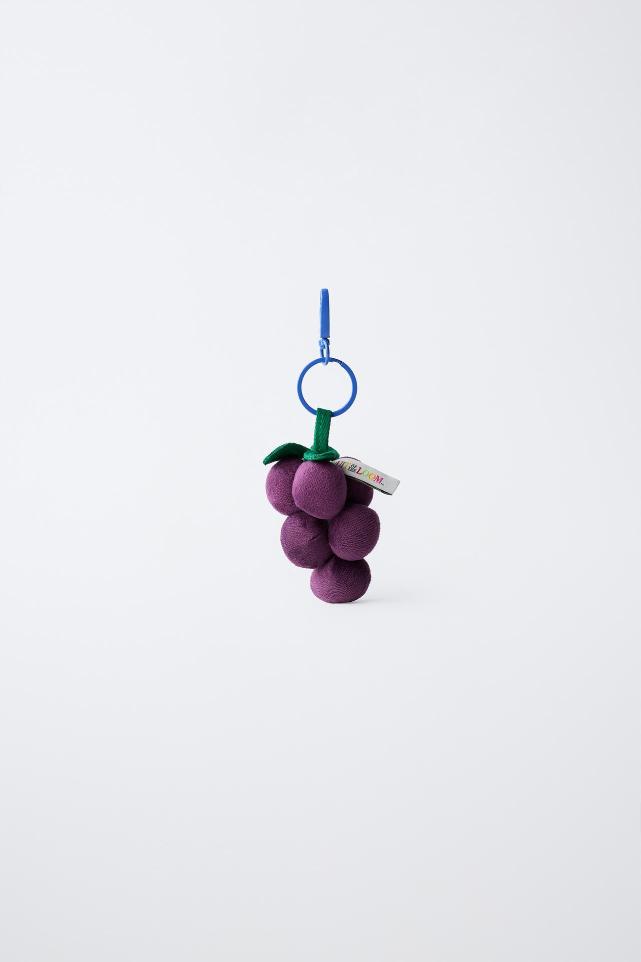 FRUIT OF THE LOOM™ GRAPE CHARM KEYCHAIN — Mauve