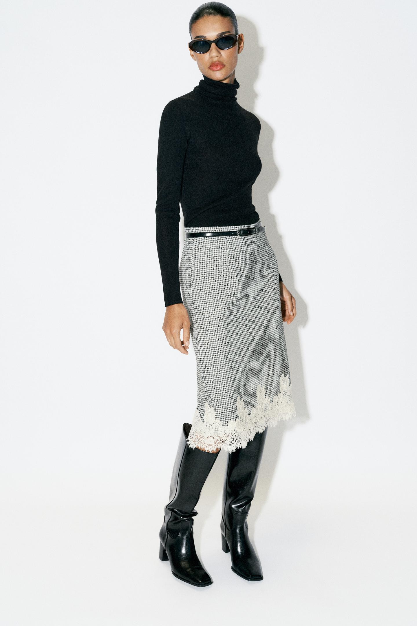 Женский свитер Zara Fine Knit High Neck, цвет: Чёрный